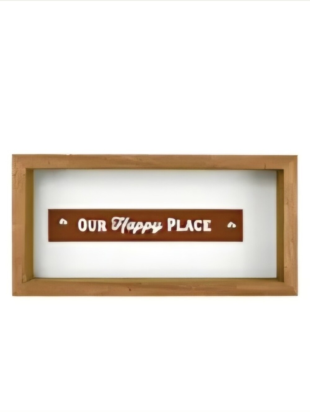 Framed "Our Happy Place" Wall Sign - Brown
